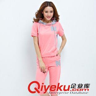 短袖套裝（中高端） 2015夏裝新款運動套裝女 印花時尚休閑運動衛(wèi)衣兩件套女
