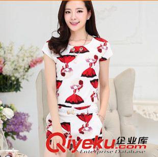 5月新款 2015韓版短袖印花套裝 小香風(fēng)女夏休閑套裝T恤短褲兩件套原始圖片3
