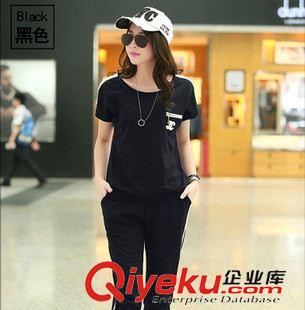 5月新款 2015夏季新品大碼印花衛(wèi)衣胖MM寬松休閑運(yùn)動(dòng)套裝女短袖原始圖片3