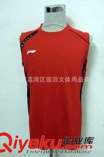 無袖運動服 供應無袖圓領男裝運動服 背心款速干透氣料  羽毛球服上衣36082原始圖片2