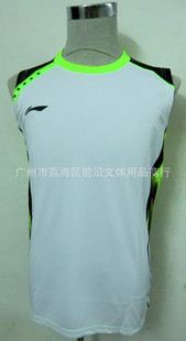無袖運動服 供應無袖圓領男裝運動服 背心款速干透氣料  羽毛球服上衣36082原始圖片3
