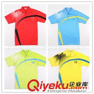 Y2運動服 新款情侶裝運動服 透氣速干料 短袖翻領(lǐng) 羽毛球、網(wǎng)球服上衣8139