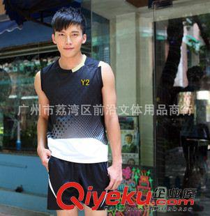 Y2運(yùn)動(dòng)服 熱賣(mài)男裝休閑運(yùn)動(dòng)服 圓領(lǐng)無(wú)袖男款 速干料背心款羽毛球服套裝1032