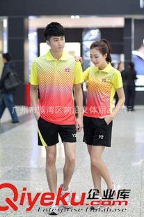 Y2運(yùn)動(dòng)服 2015年新款 短袖翻領(lǐng)羽毛球服 男女情侶套裝 透氣快干料球服36113