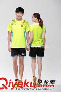 Y2運(yùn)動(dòng)服 2015年新款 短袖圓領(lǐng)羽毛球服 男女情侶套裝 透氣快干料球服3323