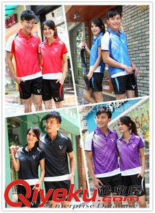 V運(yùn)動(dòng)服 新款休閑運(yùn)動(dòng)服 羽毛球服男女套裝運(yùn)動(dòng)服情侶裝 夏季短袖翻領(lǐng)1033
