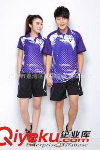 V運動服 15年新款情侶運動服 韓國比賽隊服 男女反領短袖羽毛球服套裝1073原始圖片3
