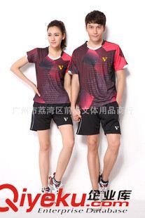 V運動服 2015新款情侶款短袖短褲運動服 透氣快干料 網球 羽毛球服3007原始圖片3