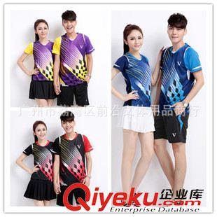 V運(yùn)動(dòng)服 {zx1}男款 圓領(lǐng)短袖休閑運(yùn)動(dòng)服 女裝配褲裙 羽毛球服情侶套裝1080#
