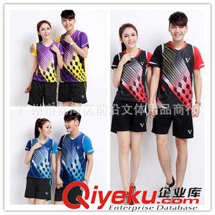 V運(yùn)動(dòng)服 {zx1}款 圓領(lǐng)短袖休閑運(yùn)動(dòng)服 男女裝配短褲 羽毛球服情侶套裝1080