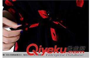 2015年3月新款 *歐美春裝新款紅唇連衣裙 修身雪紡衫顯瘦打底裙女裝原始圖片3
