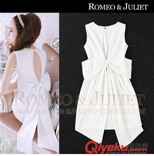 2015年3月新款 新款顯瘦甜美露背性感修身蝴蝶結禮服連衣裙無袖短裙原始圖片2