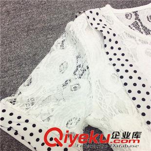 2015年4月新款 韓版百搭學(xué)院風(fēng)假兩件吊帶蕾絲拼接波點(diǎn)連衣裙原始圖片3