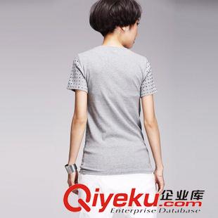 2015年4月新款 歐洲站女T修身燙鉆短袖女裝夏季精品彈力女士短袖T恤原始圖片3