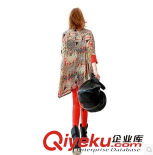 2015年4月新款 歐洲站新品春裝女裝套頭歐美花色打底衫上衣寬松雪紡衫
