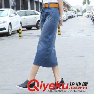 2015年6月新款 夏半身裙復(fù)古高腰修身牛仔裙包臀顯瘦半身長裙一步裙潮原始圖片2