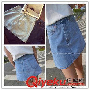 2015年7月新款 夏日復(fù)古 高腰AA淺色牛仔裙半身裙 顯瘦牛仔短裙 2色