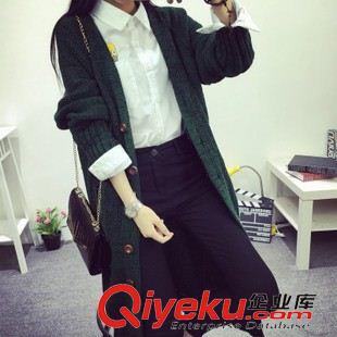 2015年9月份新款 秋裝新款寬松大碼長款開衫針織衫長袖毛衣外套原始圖片3