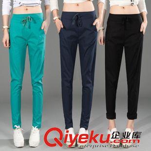 2015年9月份新款 2015秋季文藝棉麻亞麻女褲寬松緊腰哈倫褲小腳褲休閑長褲子原始圖片3