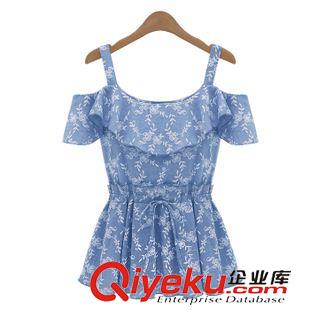 打底衫T恤 2015夏裝新款女裝 裙擺拼接短袖吊帶T恤 圓領(lǐng)寬松上衣特現(xiàn)貨原始圖片3