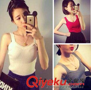 吊帶背心 春韓國馬卡龍色條紋針織背心女