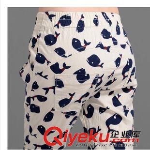 休閑褲 春裝新款印花大碼顯瘦哈倫褲女亞麻休閑褲九分七分女褲1992#原始圖片3