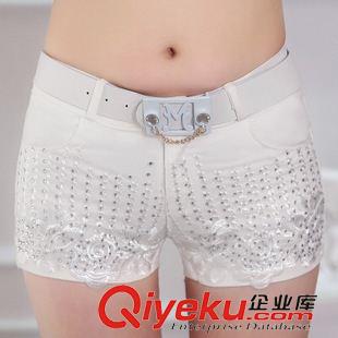 短褲 春裝新款短褲女韓版修身顯瘦打底褲性感熱褲鑲鉆蕾絲短褲原始圖片2
