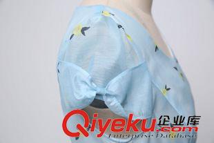 連衣裙 夏裝新款甜美碎花修身短袖雪紡紗印花小清新淑602#原始圖片2