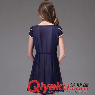 連衣裙 2015夏新款韓版女裝氣質(zhì)時尚修身顯瘦短袖大碼雪紡連衣裙原始圖片2