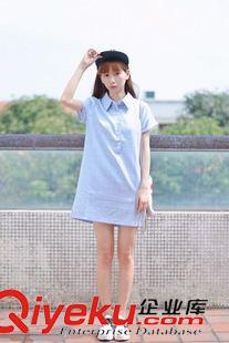 連衣裙 夏裝新款襯衣領(lǐng)格子短袖亞麻大碼女裝連衣裙顯瘦棉麻原始圖片2