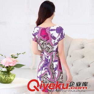 連衣裙 夏季女短袖新款gd桑蠶絲顯瘦印花真絲連衣裙原始圖片3