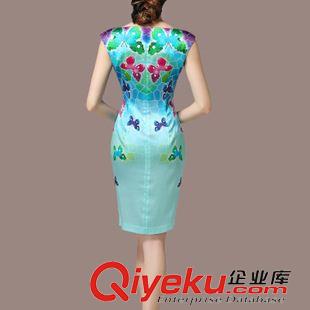 連衣裙 2015夏裝新款女裝氣質(zhì)印花修身真絲連衣裙大碼顯瘦裙子原始圖片2