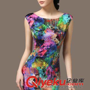 連衣裙 2015新款夏女裝 時(shí)尚OL氣質(zhì)優(yōu)雅印花大碼連衣裙原始圖片3