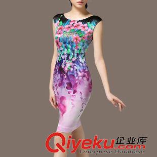 連衣裙 夏裝新款位印花修身連衣裙大碼顯瘦裙子原始圖片3
