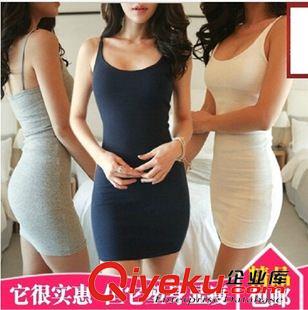連衣裙 歐美夏裝新品無(wú)袖打底背心裙性感緊身吊帶裙包臀修身連衣裙