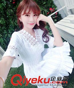連衣裙 連衣裙 女短袖2015新款夏裝顯瘦印花撞色連衣裙兩件套-