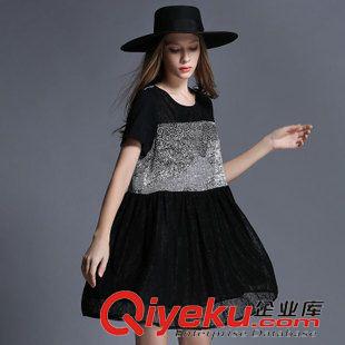 連衣裙 2015夏裝新款胖妹妹特大碼女裝胖mm中長款寬松蕾絲短袖連衣裙原始圖片2