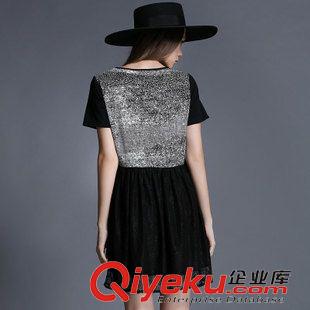連衣裙 2015夏裝新款胖妹妹特大碼女裝胖mm中長款寬松蕾絲短袖連衣裙原始圖片3