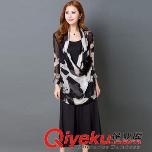 連衣裙 桑蠶絲真絲長(zhǎng)裙 水墨花長(zhǎng)裙真絲連衣裙女 套裝裙氣質(zhì)修身 夏原始圖片3