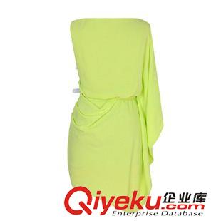 連衣裙 夏季新款性感露肩不規(guī)則褶皺附腰帶顯瘦雪紡連衣裙女原始圖片2