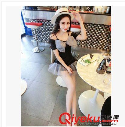 夜店裝 夜店性感韓版露肩俏皮可愛dp蝴蝶結(jié)歐根紗甜美公主連衣裙原始圖片3