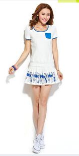 套裝 2015夏季新款韓版時尚女子短袖網球裙運動套裙顯瘦休閑套裝女原始圖片2