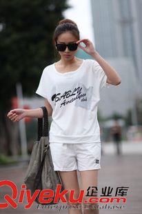 套裝 蝙蝠衫韓版T恤短褲女裝運動服套裝夏裝休閑套裝原始圖片3