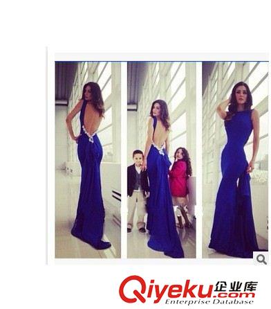 歐美爆款專拍區 新款藍色蝴蝶結魚尾婚紗禮服 ebay大爆款新娘氣質原始圖片2