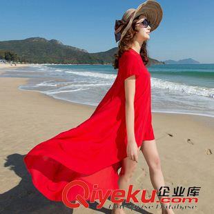 沙灘波西米亞群 夏裝新款波西米亞雪紡連衣裙度假沙灘裙不規(guī)則長裙燕尾禮服