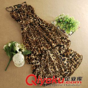 沙灘波西米亞群 夏季新款韓版雪紡豹紋連衣裙不規則吊帶長裙波西米亞度假裙原始圖片2
