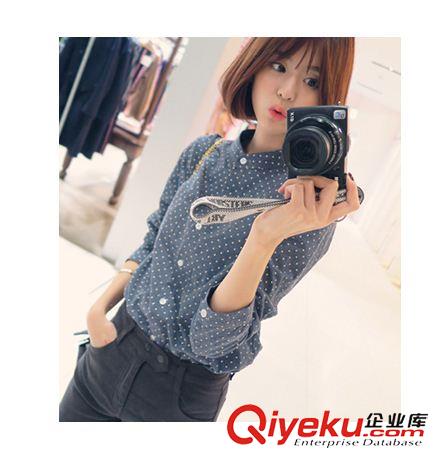 未分類 新款韓版復古時尚立領小波點襯衣百搭休閑長袖襯衫女原始圖片2