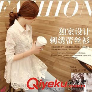 2015年3月新款 2014秋季新品 韓版大碼女裝休閑印花拼接棉麻假兩件長袖連衣裙