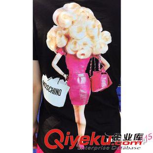 2015年3月新款 洋氣芭比印花短袖棉質百搭顯瘦T恤上衣女原始圖片3