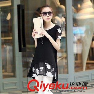 2015年3月新款 夏裝新款短袖女裝雪紡衫 胖MM大碼女裝連衣裙原始圖片2